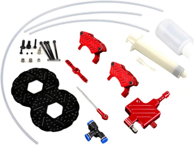 FLMLF CNC Front Wheel Hydraulic Disc Brake Set for 1/5 HPI ROFUN ROVAN KM Baja 5B 5T 5SC SS Rc Car Parts (Red) - Image 1